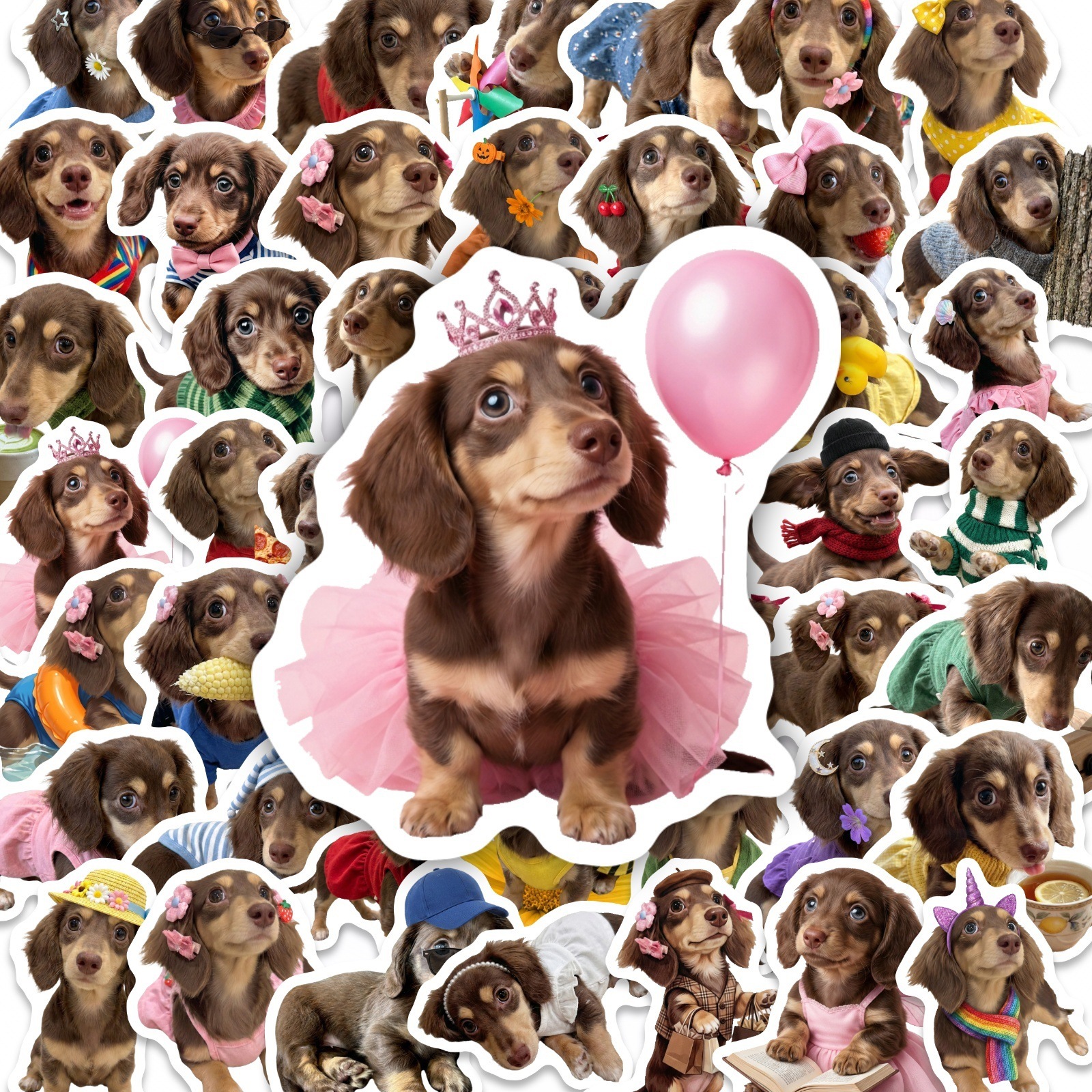 50 Pcs HD Cute Dachshund Stick - đánh giá và giá Motorcycle Gear For Dogs