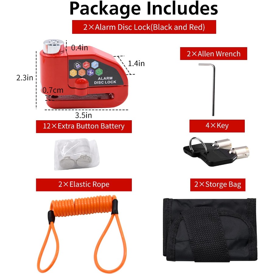 Alarm Disc Lock Set 2pcs Brake - đánh giá và giá Disc Lock Brake